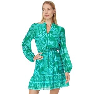 Lilly Pulitzer Axton Fiddle Leaf Green It’s A Jungle Out There Dress Size 00
